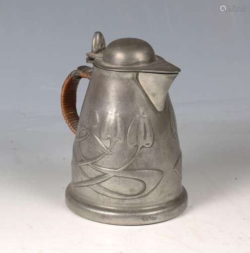 A Liberty & Co 'Tudric' pewter tappit lidded jug, design...