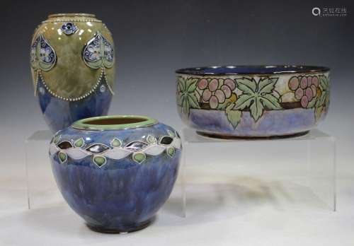 Three pieces of early 20th century Royal Doulton stoneware, ...