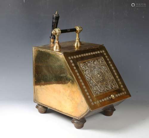 A late Victorian Aesthetic Movement brass and ebonized coal ...