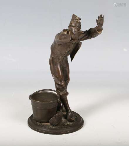 A late 19th century French brown patinated cast bronze figur...