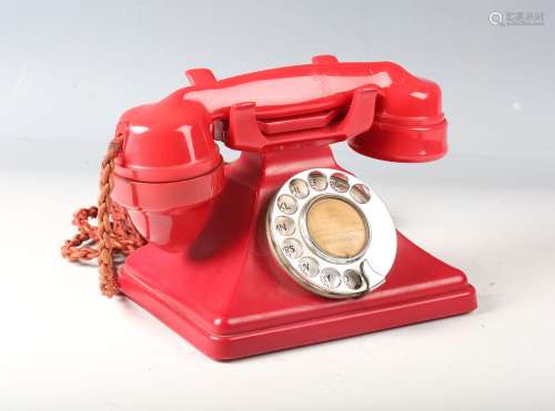 A rare G.P.O. 234 red Bakelite pyramid telephone, the unders...