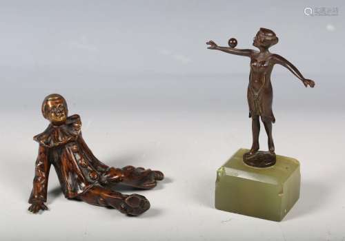 An early 20th century German cast bronze Art Deco figure dep...