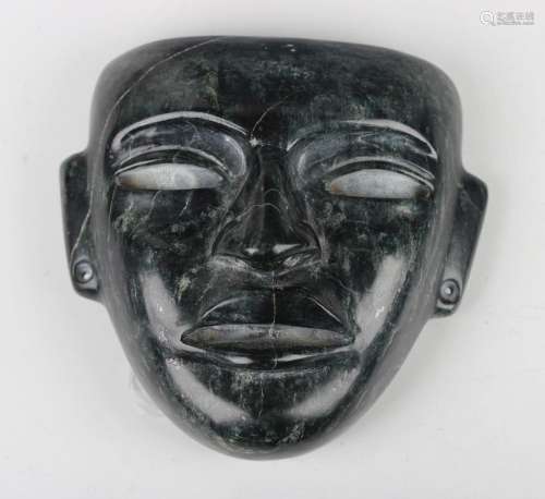 A pre-Columbian Teotihuacan style carved dark green and blac...