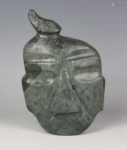 A pre-Columbian Mezcala style carved green hardstone avian m...