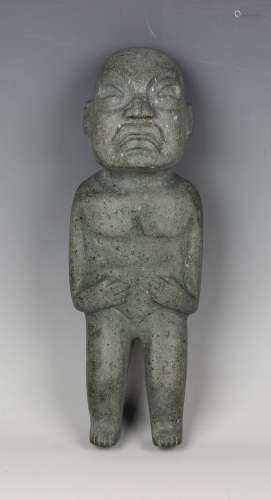 A pre-Columbian Olmec style carved green hardstone standing ...