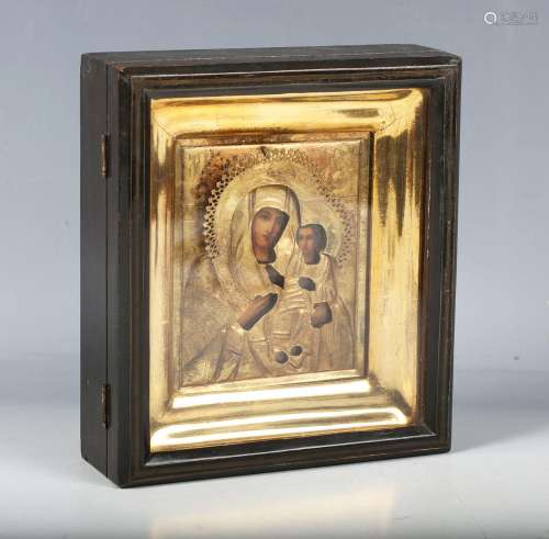A small 19th century Russian icon depicting the Madonna and ...