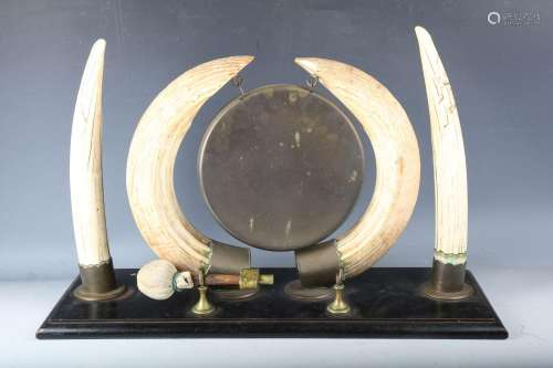 A late Victorian hippopotamus tusk and tooth mounted dinner ...