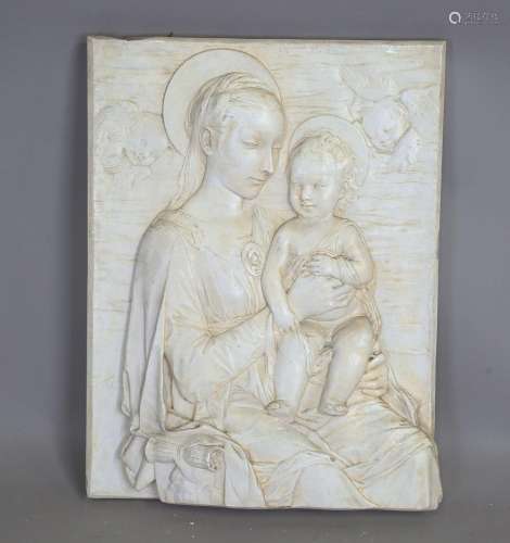 A 20th century rectangular plaster plaque, relief cast with ...