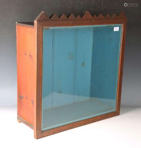 A 19th century painted pine folk art diorama case with glaze...