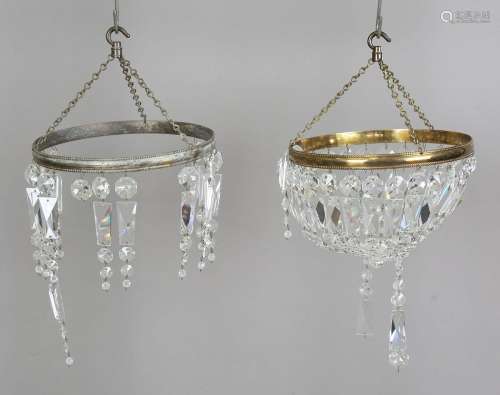 A pair of early 20th century gilt metal bag chandeliers of c...