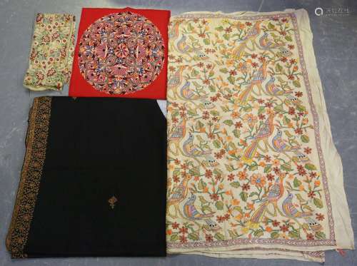 A group of mainly Indian textiles, including a finely embroi...
