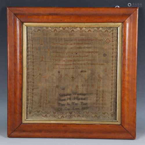 A George III needlework sampler by Catherine Woodings, aged ...