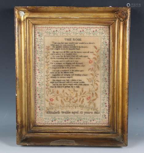 A fine George IV needlework sampler by Elizabeth Treble, age...