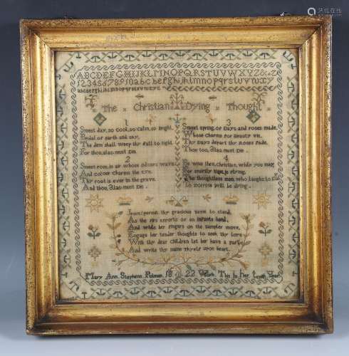 A fine George IV needlework sampler by Mary Ann Stephens Pul...