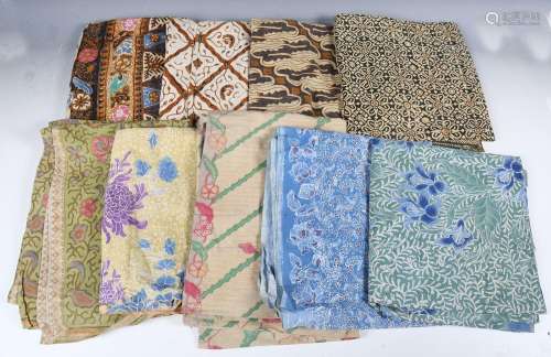 A group of nine Indonesian hand-dyed batik panels of various...