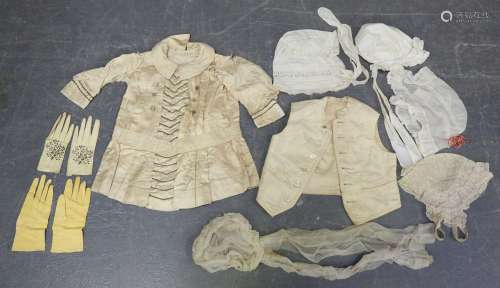 A selection of 19th century and later clothing, including a ...
