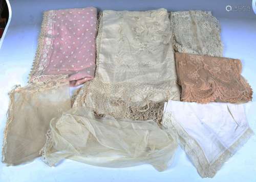 A group of mainly 19th century lacework, including a long-si...