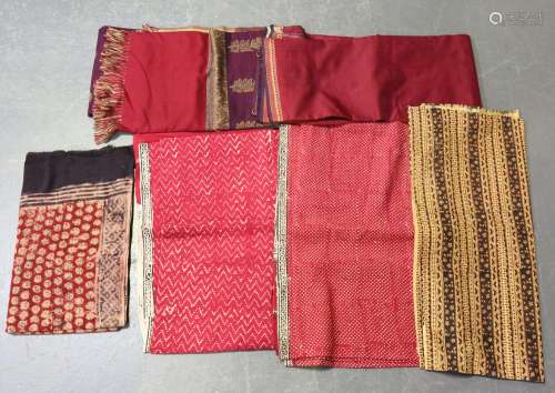 A quantity of mainly Indian fabric, including woven shawls a...