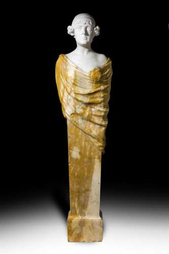 ATELIER D'ERNESTO GAZZERI (1866-1965), A MARBLE HERM BUST OF...