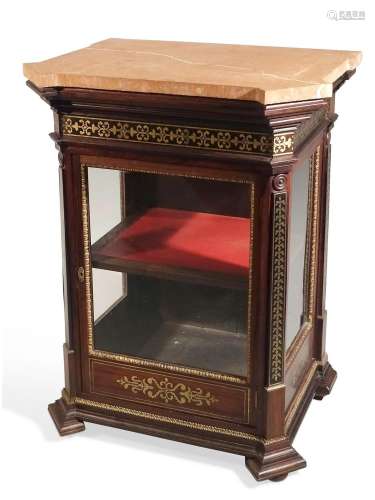 Y A ROSEWOOD AND BRASS MARQUETRY DISPLAY CABINET, SECOND HAL...