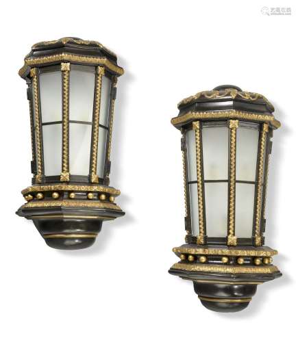 A PAIR OF PAINTED METAL WALL LIGHTS, LATE 19TH CENTURY