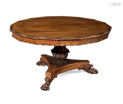 Y A GEORGE IV CARVED ROSEWOOD CENTRE TABLE, POSSIBLY ANGLO-I...