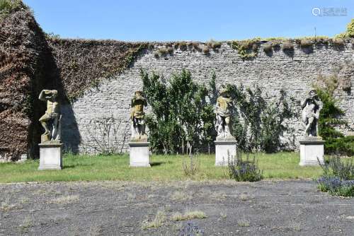 AFTER THE ANTIQUE, A SET OF 4 LARGE COMPOSITE STONE FIGURES ...