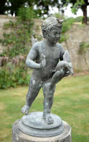 A GRAND TOUR BRONZE MODEL OF A PUTTI, ALMOST CERTAINLY CHIUR...