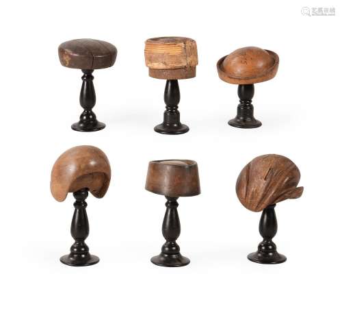 A GROUP OF SIX MILLINER'S HAT BLOCKS, LATE 19TH/EARLY 20TH C...