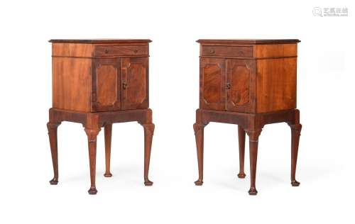 A PAIR OF MAHOGANY BEDSIDE CABINETS, IN GEORGE II STYLE, 20T...