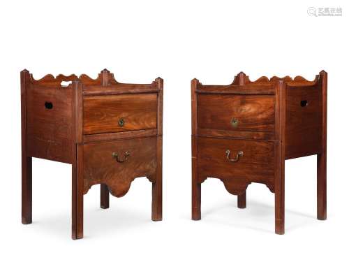 A PAIR OF GEORGE III MAHOGANY BEDSIDE COMMODES, THIRD QUARTE...