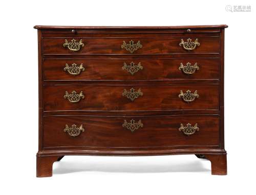 A GEORGE III MAHOGANY SERPENTINE CHEST OF DRAWERS, CIRCA 177...