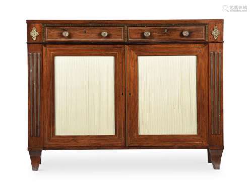 Y A REGENCY ROSEWOOD, BRASS STRUNG AND MOUNTED SIDE CABINET,...