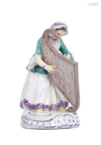 A LIMBACH FIGURE OF A HARPIST, CIRCA 1780