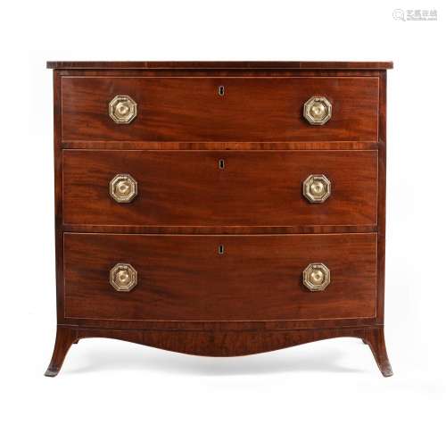 A GEORGE III MAHOGANY BOWFRONT CHEST OF DRAWERS, LATE 18TH C...