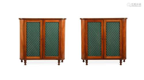 Y A PAIR OF GEORGE III MAHOGANY AND ROSEWOOD CABINETS, CIRCA...