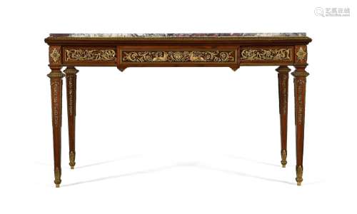 A FRENCH ORMOLU MOUNTED AND BRECHE VIOLETTE MARBLE CENTRE TA...