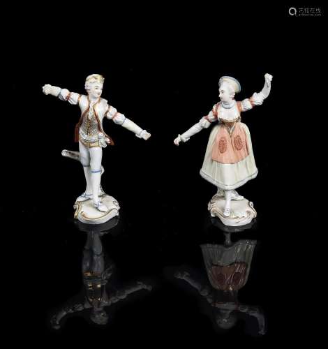 A PAIR OF LUDWIGSBURG FIGURES OF DANCERS, POSSIBLY MODELLED ...