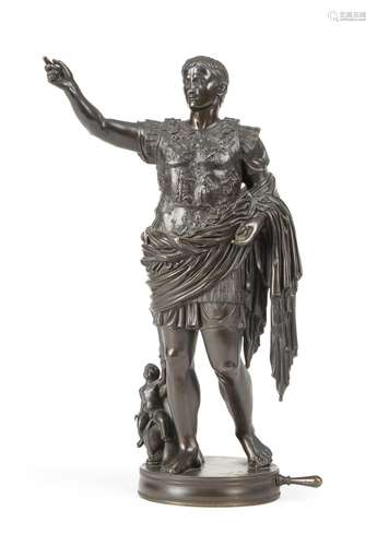 A 'GRAND TOUR' BRONZE OF AUGUSTUS CAESAR OF PRIMA PORTA, LAT...