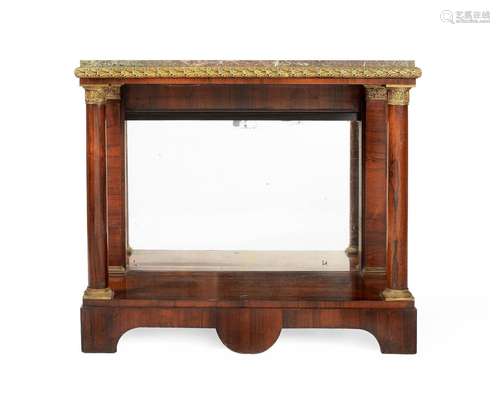 Y A REGENCY ROSEWOOD AND GILT METAL MOUNTED CONSOLE TABLE, A...