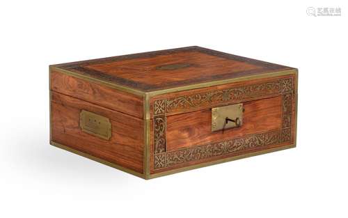 Y A GEORGE IV ROSEWOOD AND BRASS WORK BOX, CIRCA 1823/1824