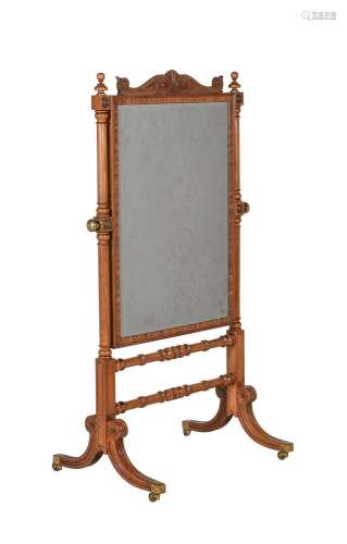 A GEORGE IV MAHOGANY CHEVAL MIRROR, ATTRIBUTED TO GILLOWS, C...