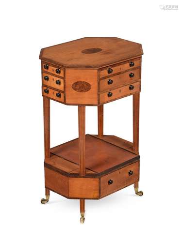 Y A REGENCY SATINWOOD AND BURR YEW ETAGERE CABINET, CIRCA 18...