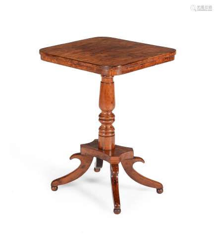 A GEORGE IV YEW WOOD PEDESTAL OCCASIONAL TABLE, CIRCA 1825