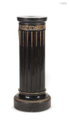 A VICTORIAN EBONISED AND GILT BRASS MOUNTED COLUMN, MID 19TH...