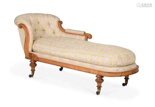 AN EARLY VICTORIAN BIRD'S EYE MAPLE DAY BED, IN THE MANNER O...