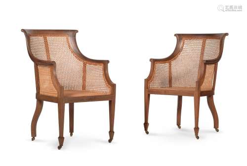Y A PAIR OF EDWARDIAN MAHOGANY, SATINWOOD BANDED AND LINE IN...