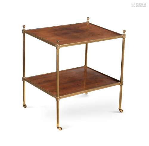 Y A ROSEWOOD AND GILT BRASS TWO-TIER ETAGERE, ALMOST CERTAIN...