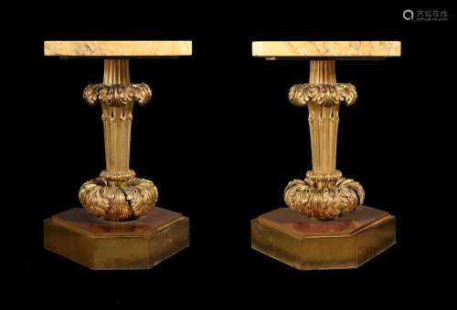 A PAIR OF GILT BRONZE AND SIENA MARBLE TABLES, 19TH CENTURY ...