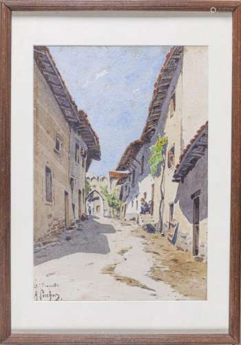 Charles Albert PORCHER (1834-1895)<br />
Vue d'une ruelle mé...